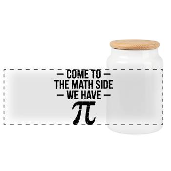Come to the math page We have pi cake - Panoramic Cookie Jar with Wooden Lid - white - Front