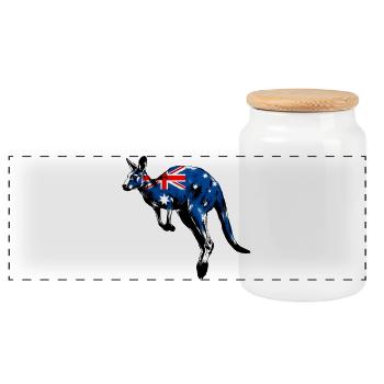 Australian Kangaroo Australia - Panoramic Cookie Jar with Wooden Lid - white - Front