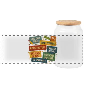 Motivation École Examen Prof Élève Cadeau - Boîte à biscuits avec couvercle en bois - blanc - Devant