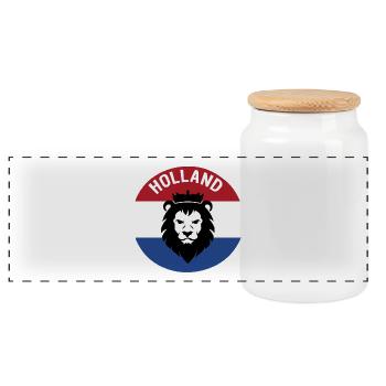Niederlande - Nederland - Netherlands - Lion Löwe - Panoramic Cookie Jar with Wooden Lid - white - Front