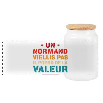 Un Normand Viellis Pas Il Prend De La Valeur T-... - Boîte à biscuits avec couvercle en bois - blanc - Devant