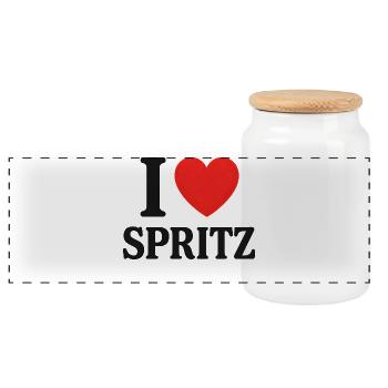 I Love Spritz  - Panorama Keksdose mit Holzdeckel - Weiß - Vorne
