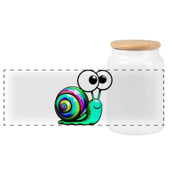 Schnecke - Panorama Keksdose mit Holzdeckel - Weiß - Vorne