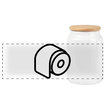 Toilettenpapierrolle - Panorama Keksdose mit Holzdeckel - Weiß - Vorne