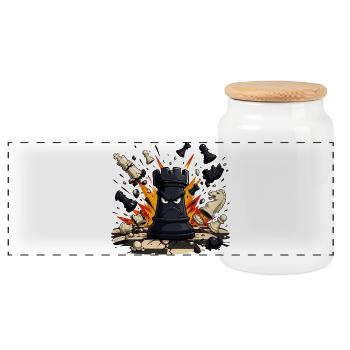 Tour en colère dans une partie d’échecs - Boîte à biscuits avec couvercle en bois - blanc - Devant