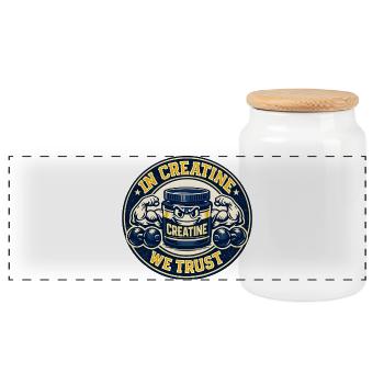 Creatine Power We Trust - Panoramic Cookie Jar with Wooden Lid - white - Front
