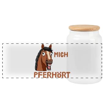 I guess I heard myself horse, horse - Panoramic Cookie Jar with Wooden Lid - white - Front