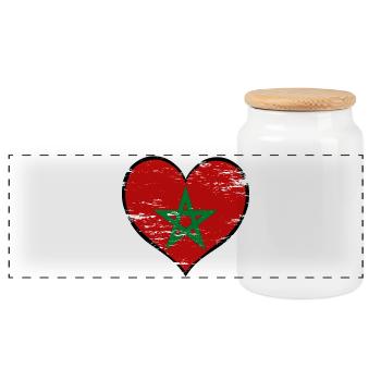 Drapeau du cœur marocain utilisé - Boîte à biscuits avec couvercle en bois - blanc - Devant
