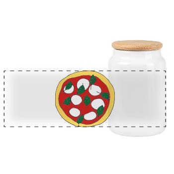 Pizza Margherita basilic - Boîte à biscuits avec couvercle en bois - blanc - Devant