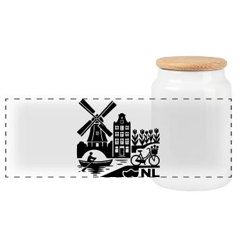 NL Urlaub Niederlande Holland - Panorama Keksdose mit Holzdeckel - Weiß - Vorne