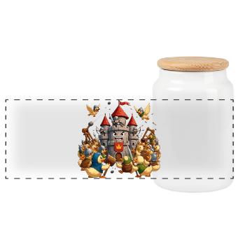 Forteresse du canard pendant la guerre des Chevaliers - Boîte à biscuits avec couvercle en bois - blanc - Devant