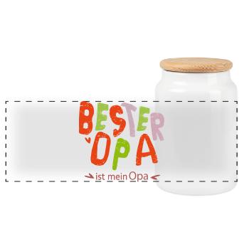 bester Opa - Panorama Keksdose mit Holzdeckel - Weiß - Vorne