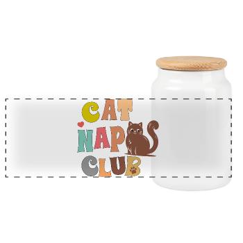 Club du Chat - Boîte à biscuits avec couvercle en bois - blanc - Devant