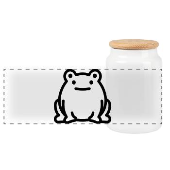 frog - Panoramic Cookie Jar with Wooden Lid - white - Front