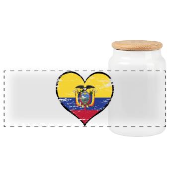 Drapeau du cœur de l’Équateur utilisé - Boîte à biscuits avec couvercle en bois - blanc - Devant