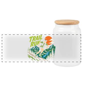 course sur sentier - Boîte à biscuits avec couvercle en bois - blanc - Devant