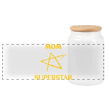 Mom SUPERSTAR - Panoramic Cookie Jar with Wooden Lid - white - Front