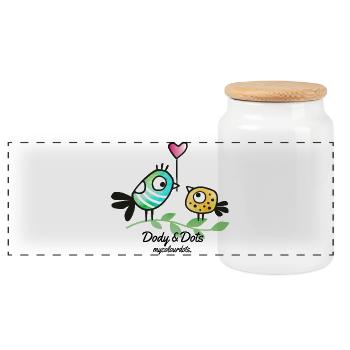 Dody & Dots-  Icon by mycolourdots - Panorama Keksdose mit Holzdeckel - Weiß - Vorne