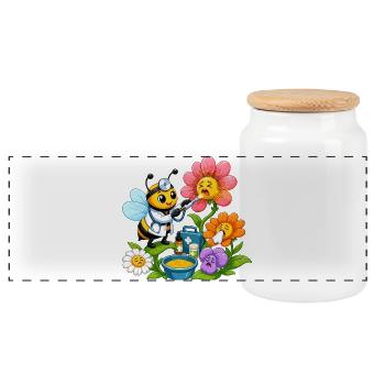 Un gardien d’abeilles en action - Boîte à biscuits avec couvercle en bois - blanc - Devant