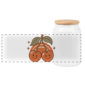 Douce Sourire Rétro Cerise - Boîte à biscuits avec couvercle en bois - blanc - Devant