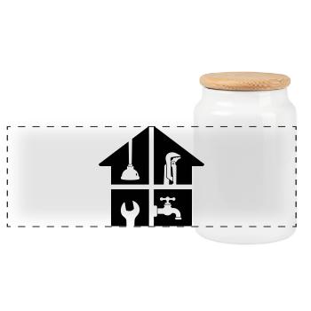 Outil de plomberie pour la maison - Boîte à biscuits avec couvercle en bois - blanc - Devant