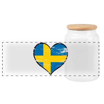 Drapeau du cœur de la Suède utilisé - Boîte à biscuits avec couvercle en bois - blanc - Devant