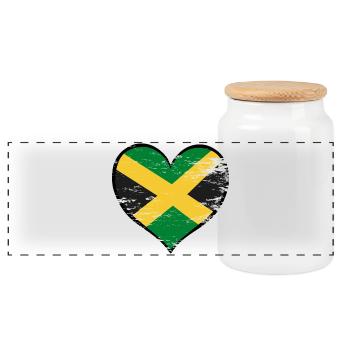 Jamaika_Herzflagge_used - Boîte à biscuits avec couvercle en bois - blanc - Devant