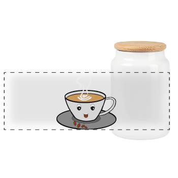 coffee cup - Panoramic Cookie Jar with Wooden Lid - white - Front