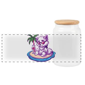 Palmier d’été Wolf - Boîte à biscuits avec couvercle en bois - blanc - Devant