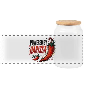 Powered by Harissa T-Shirt | Tunisia - Boîte à biscuits avec couvercle en bois - blanc - Devant