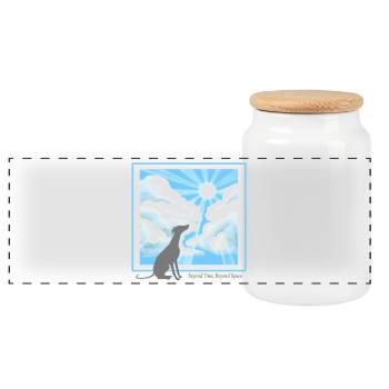 Plus qu’un animal de compagnie - Lévrier - Boîte à biscuits avec couvercle en bois - blanc - Devant
