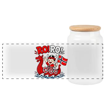 Ro Ro Drôle Norvégien Dessin animé Viking Norvégien Enfants Norvégiens - Boîte à biscuits avec couvercle en bois - blanc - Devant