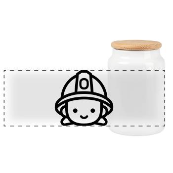 pompier - Boîte à biscuits avec couvercle en bois - blanc - Devant