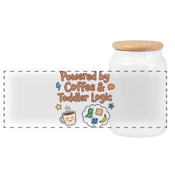 Propulsé par Coffee & Toddler Logic - Boîte à biscuits avec couvercle en bois - blanc - Devant