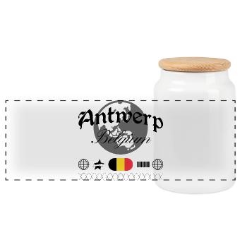 Souvenir de voyage Anvers pour la Belgique - Boîte à biscuits avec couvercle en bois - blanc - Devant