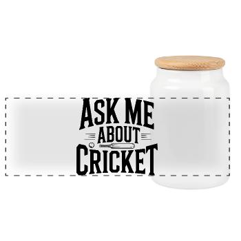 Demande-moi ce qu’est le cricket - Boîte à biscuits avec couvercle en bois - blanc - Devant
