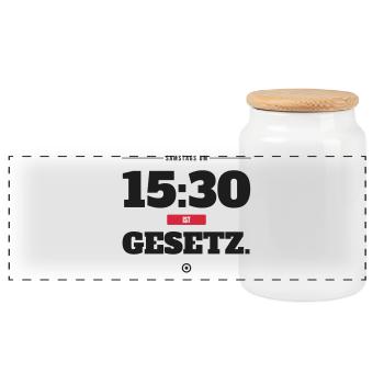 Samstags Um 15:30 Ist Gesetz Fußball Spruch Fan - Panorama Keksdose mit Holzdeckel - Weiß - Vorne