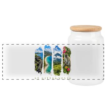 Voyage à Saint-Christophe-Nevis – Île des Caraïbes et culture - Boîte à biscuits avec couvercle en bois - blanc - Devant
