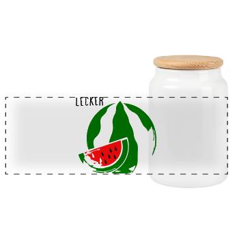 Melone - Panorama Keksdose mit Holzdeckel - Weiß - Vorne