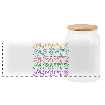 Alpspitz as mountaineering - Panoramic Cookie Jar with Wooden Lid - white - Front