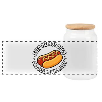 Give me hotdogs and tell me I'm a real - Panoramic Cookie Jar with Wooden Lid - white - Front