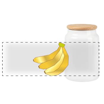 Illustration minimaliste de bananes - Boîte à biscuits avec couvercle en bois - blanc - Devant