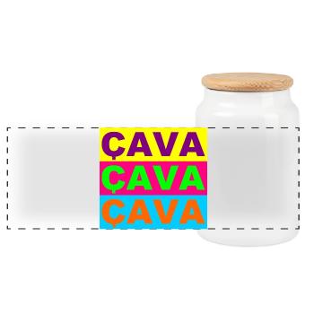 Cava Pop Triptyque - Boîte à biscuits avec couvercle en bois - blanc - Devant