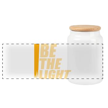 Be The Light Motivierend Positivität Spruch Logo - Panorama Keksdose mit Holzdeckel - Weiß - Vorne