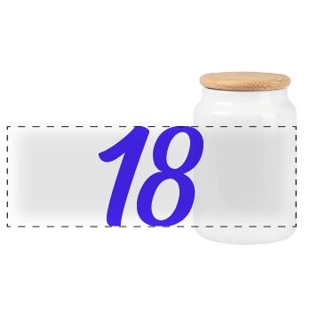 18- - Panoramic Cookie Jar with Wooden Lid - white - Front
