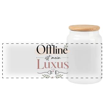 Offline Luxus: Ruhe & Eleganz - Panorama Keksdose mit Holzdeckel - Weiß - Vorne