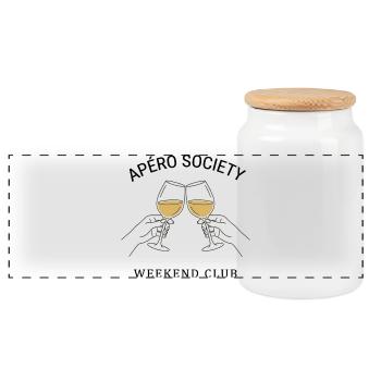 Wine T-Shirt | Apéro Society Gift Idea - Panoramic Cookie Jar with Wooden Lid - white - Front