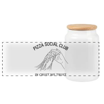 Pizza Social Club T-Shirt Gift Idea Style - Panoramic Cookie Jar with Wooden Lid - white - Front