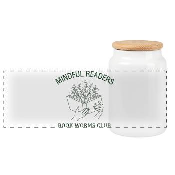 Book Club Book Lover Gift Vintage Style - Panoramic Cookie Jar with Wooden Lid - white - Front
