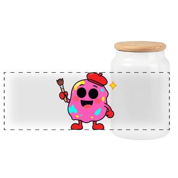 Palette Pop Donut Artist - Panoramic Cookie Jar with Wooden Lid - white - Front